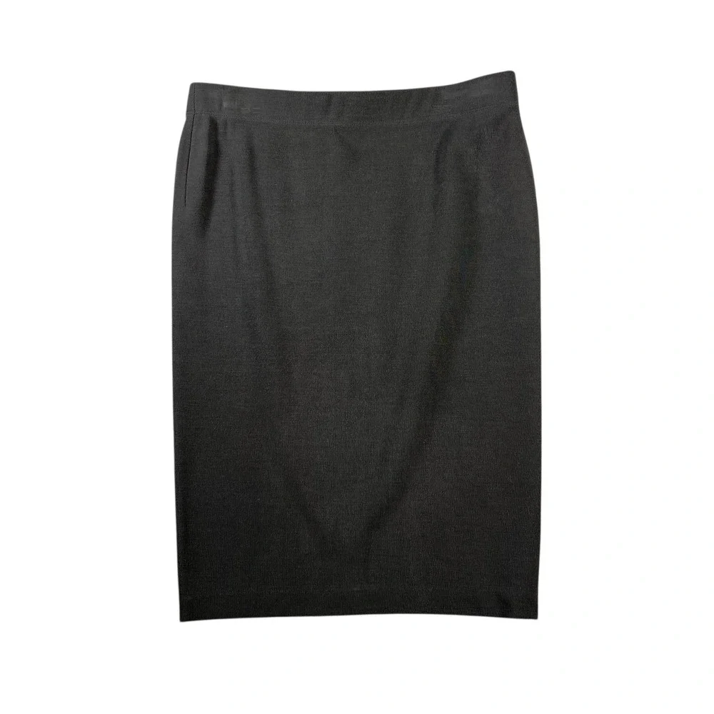 Vince Black/Grey Ribbed Knit Pencil Skirt Medium Viscose Blend‎ Knee Length